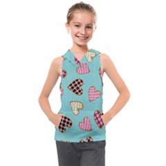 Seamless Pattern With Heart Shaped Cookies With Sugar Icing Kids  Sleeveless Hoodie by pakminggu