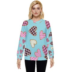 Seamless Pattern With Heart Shaped Cookies With Sugar Icing Hidden Pocket Sweatshirt by pakminggu