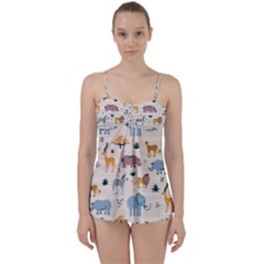 Wild Animals Seamless Pattern Babydoll Tankini Set by pakminggu