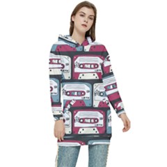 Music Symbols Rock Music Seamless Pattern Women s Long Oversized Pullover Hoodie by pakminggu