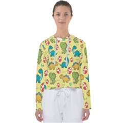 Seamless Pattern With Cute Dinosaurs Character Women s Slouchy Sweat by pakminggu