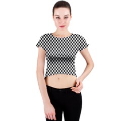 Black And White Checkerboard Background Board Checker Crew Neck Crop Top by pakminggu