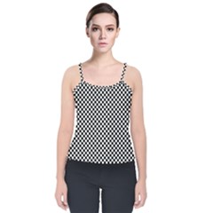 Black And White Checkerboard Background Board Checker Velvet Spaghetti Strap Top