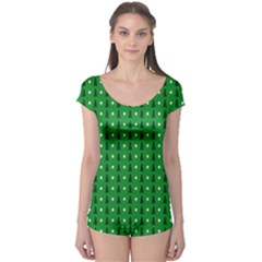 Green Christmas Tree Pattern Background Boyleg Leotard 