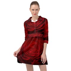 Rose Red Rose Red Flower Petals Waves Glow Mini Skater Shirt Dress