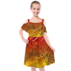 Music Notes Melody Note Sound Kids  Cut Out Shoulders Chiffon Dress by pakminggu