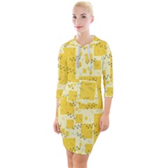 Party Confetti Yellow Squares Quarter Sleeve Hood Bodycon Dress by pakminggu