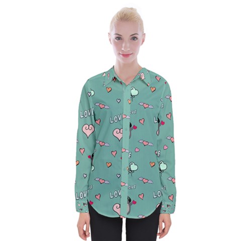 Raccoon Texture Seamless Scrapbooking Hearts Womens Long Sleeve Shirt by pakminggu