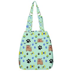 Dog Pattern Seamless Blue Background Scrapbooking Center Zip Backpack