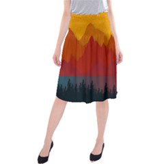 Mountain Forest Nature Scenery Art Mountains Midi Beach Skirt by pakminggu