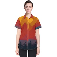 Mountain Forest Nature Scenery Art Mountains Women s Short Sleeve Shirt