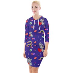 Texture Seamless Digital Scrapbooking Decorative Quarter Sleeve Hood Bodycon Dress by pakminggu