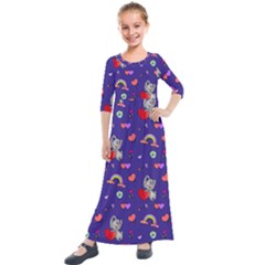 Texture Seamless Digital Scrapbooking Decorative Kids  Quarter Sleeve Maxi Dress by pakminggu