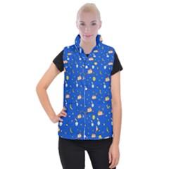 Cat Animals Sleep Stars Seamless Background Women s Button Up Vest by pakminggu