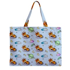 Pattern Giraffe Animal Seamless Scrapbooking Blue Zipper Mini Tote Bag