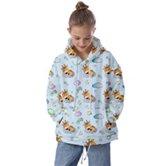 Pattern Giraffe Animal Seamless Scrapbooking Blue Kids  Oversized Hoodie