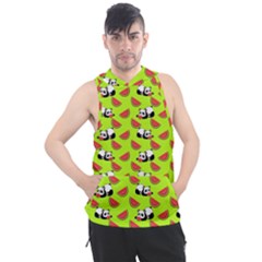 Watermelon Panda Background Wallpaper Men s Sleeveless Hoodie by pakminggu