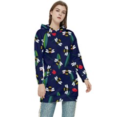 Art Floral Design Pattern Floral Pattern Women s Long Oversized Pullover Hoodie