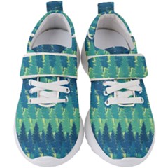 Christmas Trees Pattern Digital Paper Seamless Kids  Velcro Strap Shoes by pakminggu