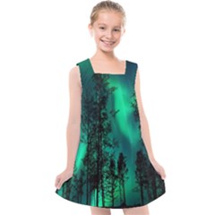 Aurora Northern Lights Celestial Magical Astronomy Kids  Cross Back Dress by pakminggu