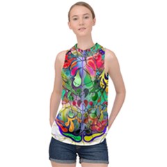 Brain Head Mind Man Silhouette High Neck Satin Top by pakminggu