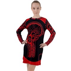 Artificial Intelligence Brain Think Long Sleeve Hoodie Dress by pakminggu