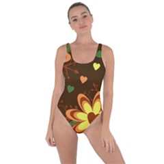 Floral Hearts Brown Green Retro Bring Sexy Back Swimsuit by danenraven