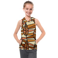 Autumn Leaf Mosaic Seamless Kids  Sleeveless Hoodie