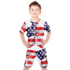 United States Of America Flag Of The United States Independence Day Kids  Tee And Shorts Set