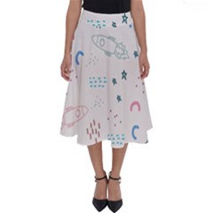 Spaceship Pattern Star Perfect Length Midi Skirt by danenraven