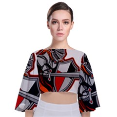 Knight Shield Sword Shield Fictional Character Tie Back Butterfly Sleeve Chiffon Top by danenraven
