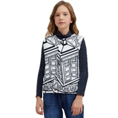 Bad Wolf Tardis Art Drawing Doctor Who Kid s Short Button Up Puffer Vest	 by Mog4mog4