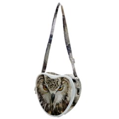 Vector Hand Painted Owl Heart Shoulder Bag by Mog4mog4