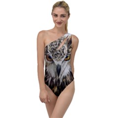 Vector Hand Painted Owl To One Side Swimsuit