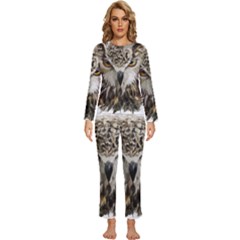 Vector Hand Painted Owl Womens  Long Sleeve Lightweight Pajamas Set by Mog4mog4