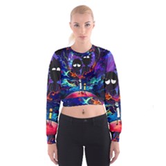 Cartoon Parody In Outer Space Cropped Sweatshirt by Mog4mog4