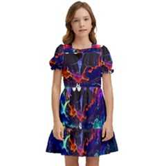 Cartoon Parody In Outer Space Kids  Puff Sleeved Dress by Mog4mog4