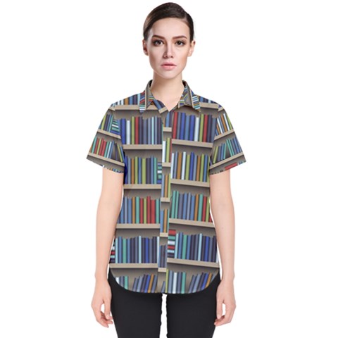 Bookshelf Women s Short Sleeve Shirt by Mog4mog4