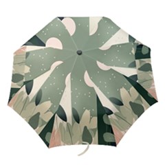 Spring Floral Plants Foliage Minimal Minimalist Folding Umbrellas by Mog4mog4