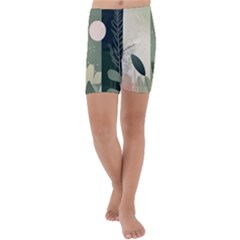 Spring Floral Plants Foliage Minimal Minimalist Kids  Lightweight Velour Capri Yoga Leggings