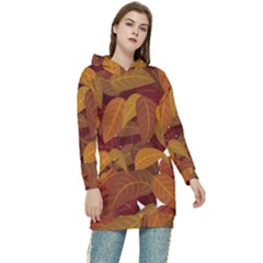 Watercolor Leaves Leaf Orange Women s Long Oversized Pullover Hoodie by Bakwanart