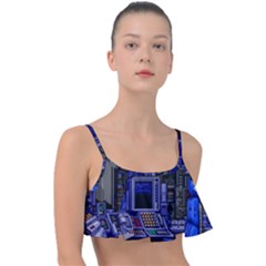 Blue Computer Monitor With Chair Game Digital Wallpaper, Digital Art Frill Bikini Top by Bakwanart