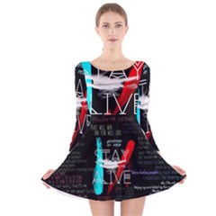 Stay Alive Long Sleeve Velvet Skater Dress by Bakwanart