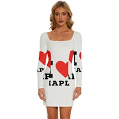 I Love Maple Long Sleeve Square Neck Bodycon Velvet Dress by ilovewhateva