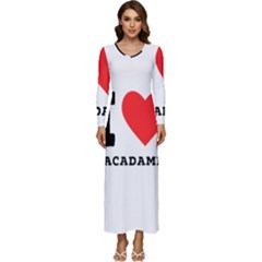 I Love Macadamia Long Sleeve Longline Maxi Dress