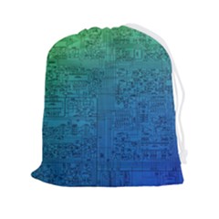 Blue And Green Circuit Board Wallpaper Circuit Board Sketch Drawstring Pouch (2xl) by Bakwanart