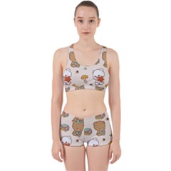 Bear Cartoon Background Pattern Seamless Animal Work It Out Gym Set by 99art