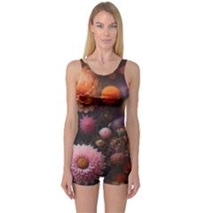 Flowers Petals Blossoms Art Flora One Piece Boyleg Swimsuit by 99art