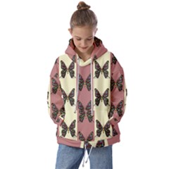 Butterflies Pink Old Ancient Texture Decorative Kids  Oversized Hoodie