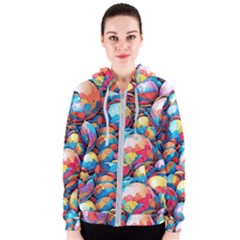 Pattern Seamless Balls Colorful Rainbow Colors Women s Zipper Hoodie by 99art